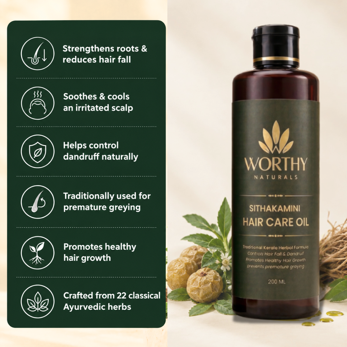 Sithakamini Hair Care Oil — 22-Herb Ayurvedic Formula