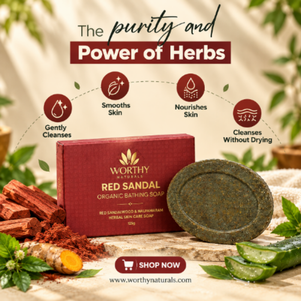 Red Sandal Organic Bathing Soap Pack of 2
