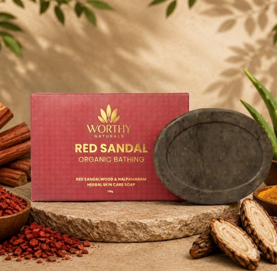 Red Sandalwood Soap for Tan Removal | Herbal Soap | Worthy Naturals